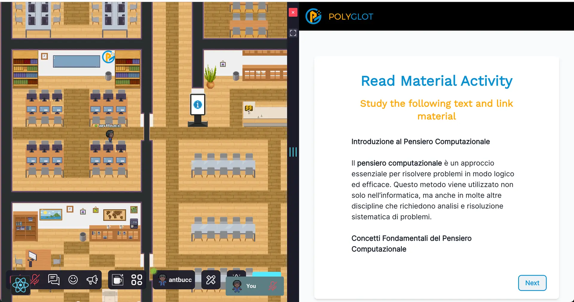 PolyGloT WorkAdventure Integration - Interactive Activities